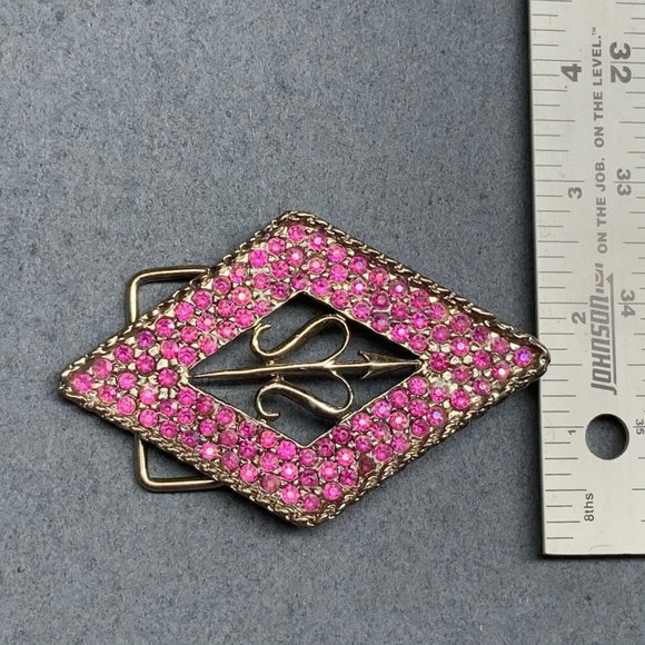 Diamond Swirl Belt Buckle Barbie Pink Rhinestone Silver Retro Soft Girl Cottage